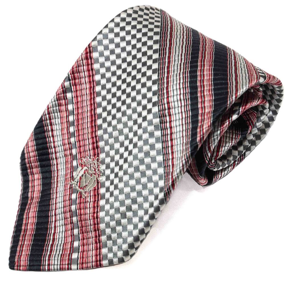 Oleg Cassini Vintage Retro 60's 70's Red Black Striped Necktie Neck Tie